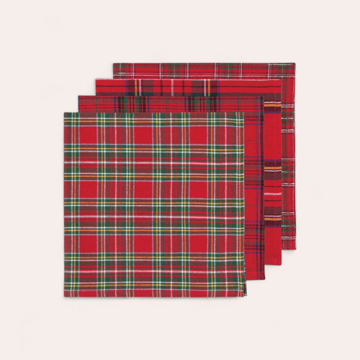 Serviettes de table (ensemble de 4) - Tartan des fêtes