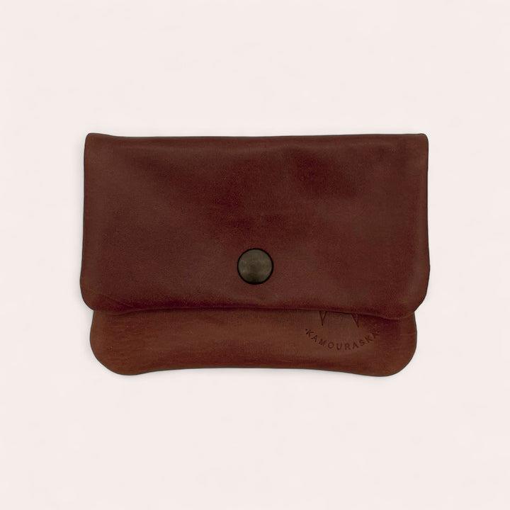 Recycled leather snap purse - Dark brown