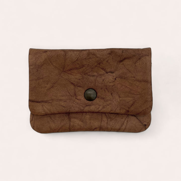 Recycled leather snap purse - Dark brown