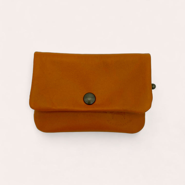 Recycled leather snap purse - Rust