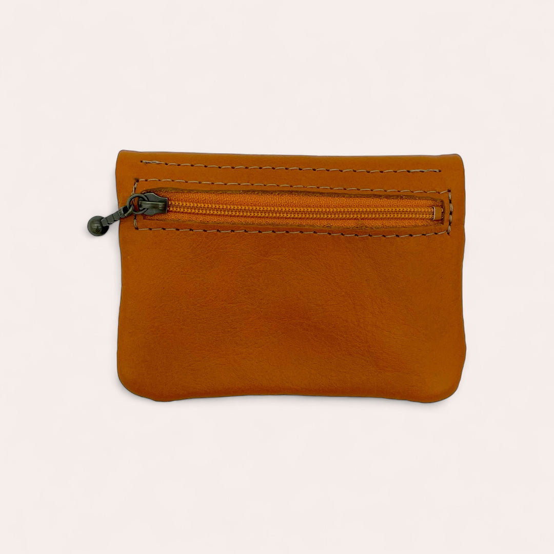 Recycled leather snap purse - Rust