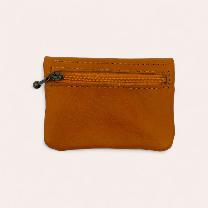 Recycled leather snap purse - Rust