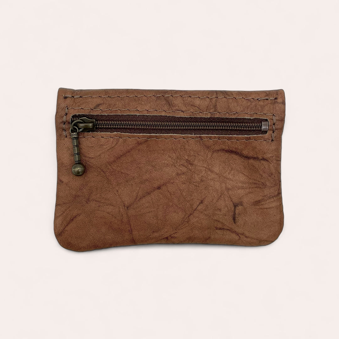 Recycled leather snap purse - Dark brown