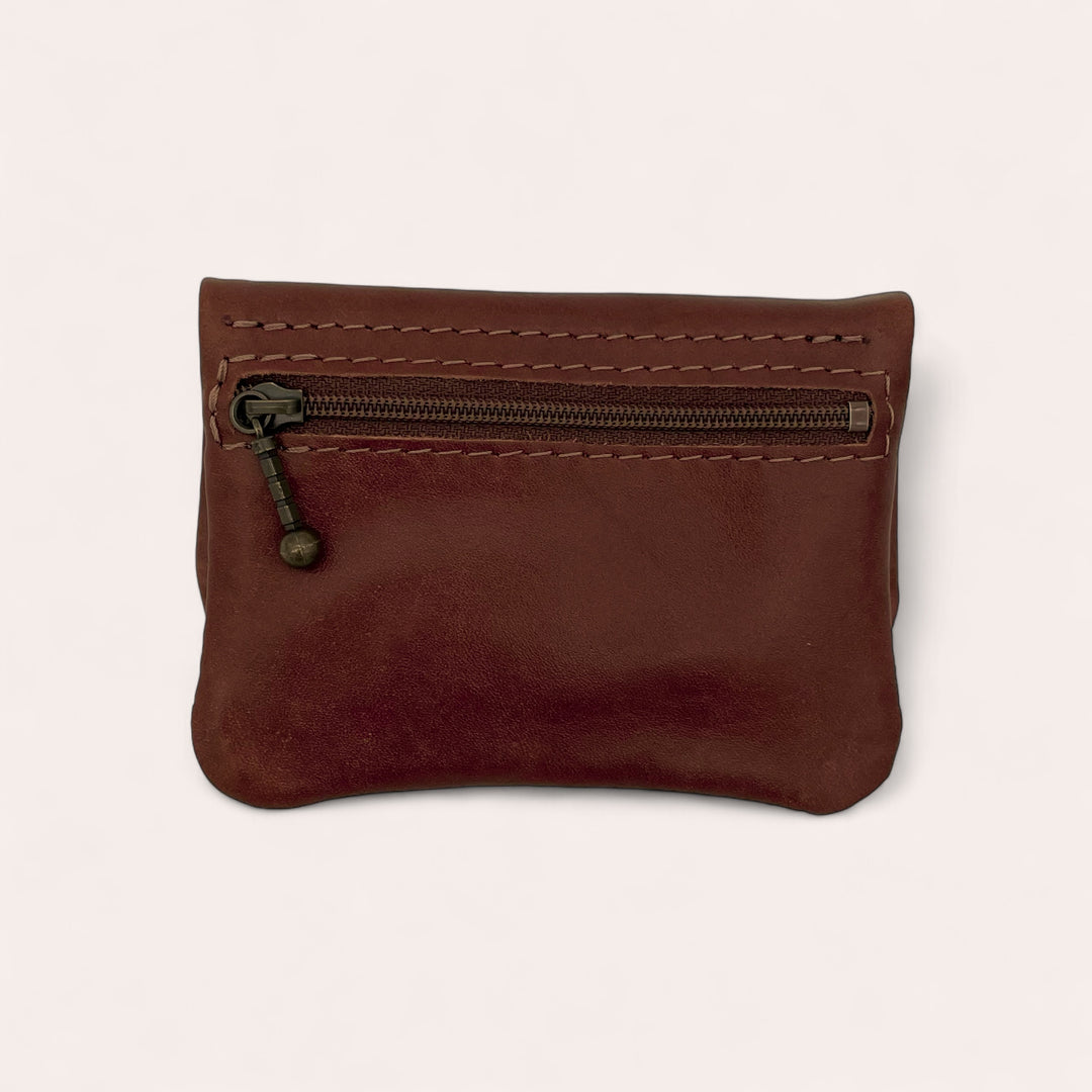 Recycled leather snap purse - Dark brown