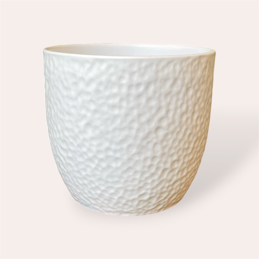 Cache-pot - Boston - Blanc mat texturé - 13 cm