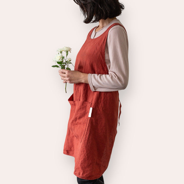 Linen apron - Terracotta