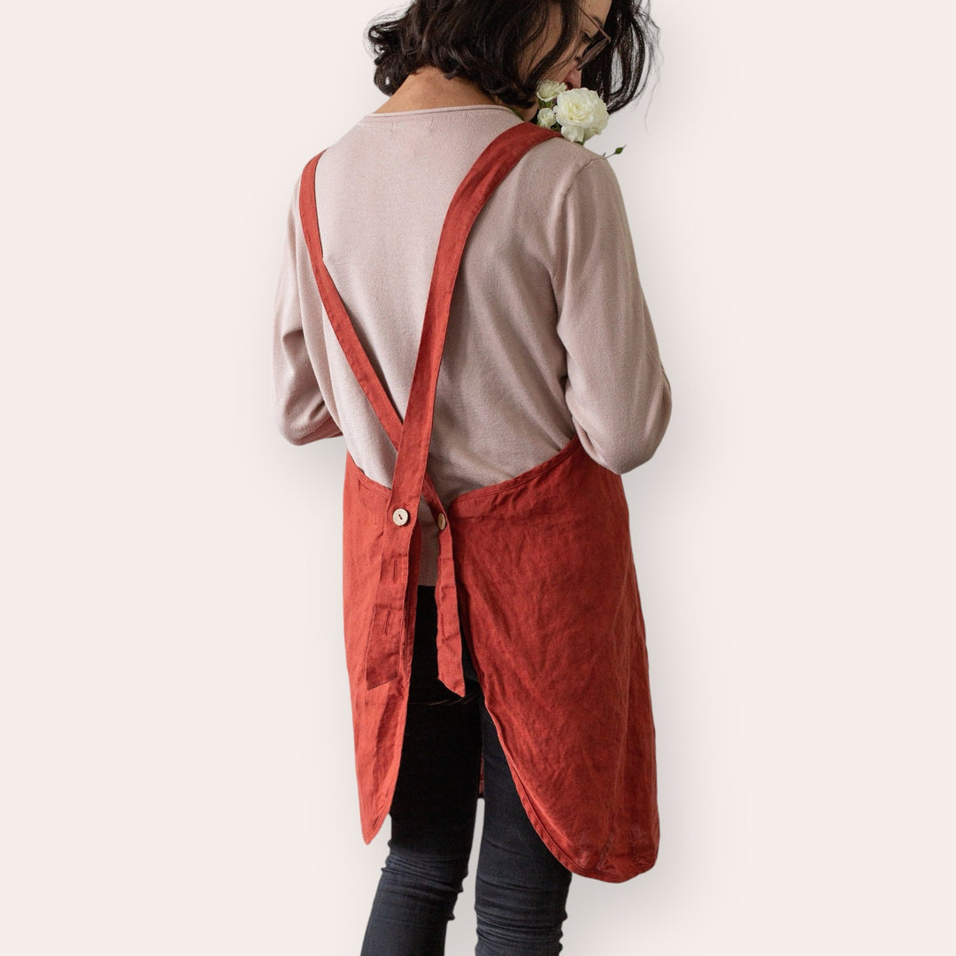 Linen apron - Terracotta