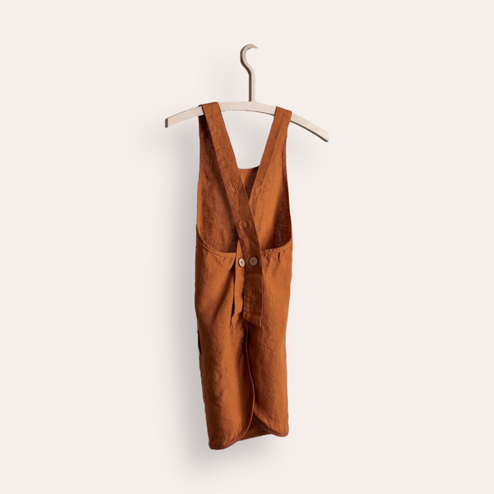 Children's linen apron - Burnt orange