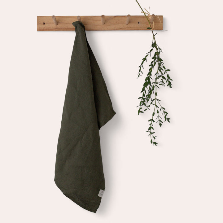 Linen Dish Towel - Forest Green