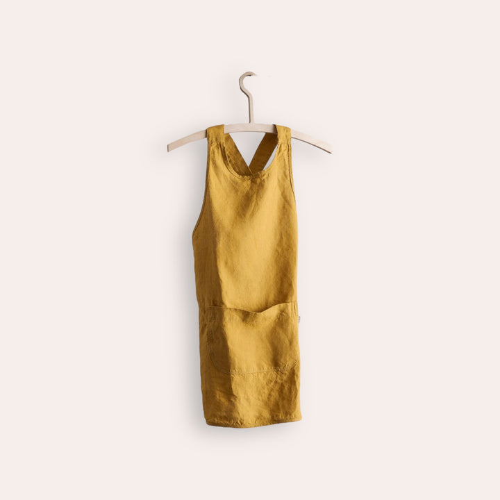 Children's linen apron - Ochre