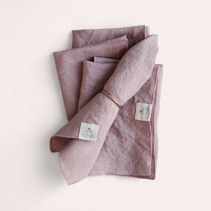 Serviette de table en lin - Vieux rose (ensemble de 2)