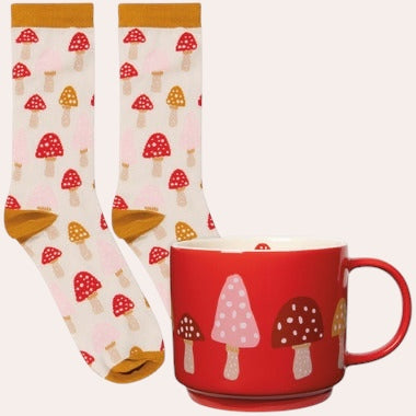 Ensemble tasse et chaussettes - Champignons