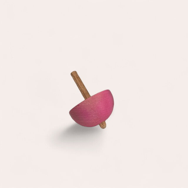 Toupie champignon en bois - Rose