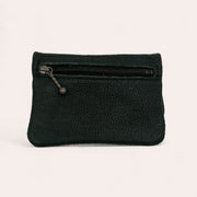 Recycled leather snap purse - Dark green