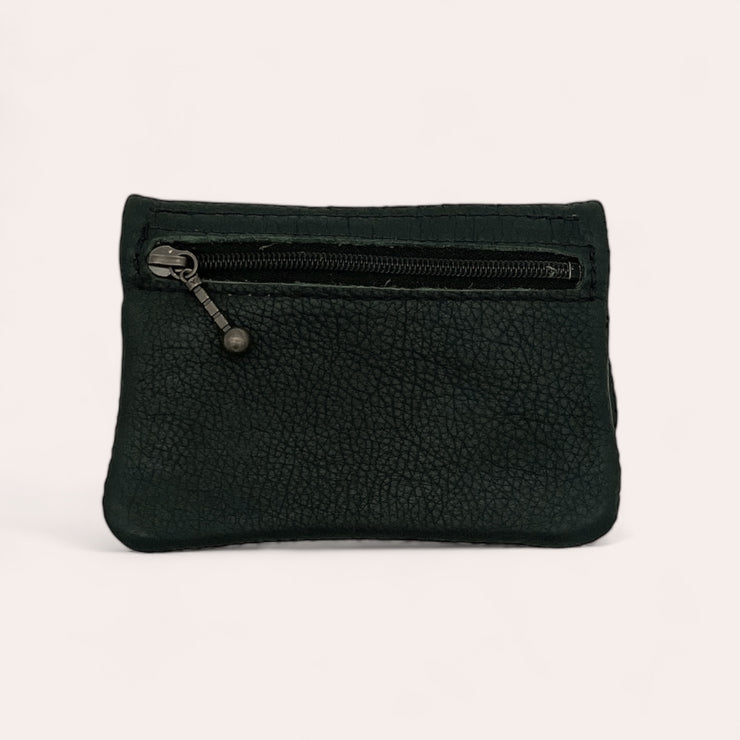 Recycled leather snap purse - Dark green