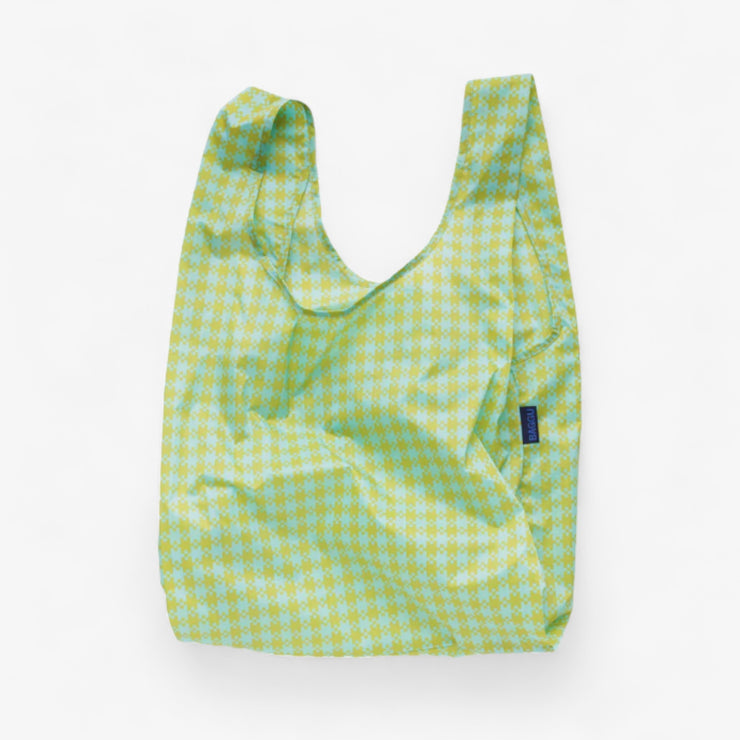 Reusable bag with carrying pouch - Mint Chevrons