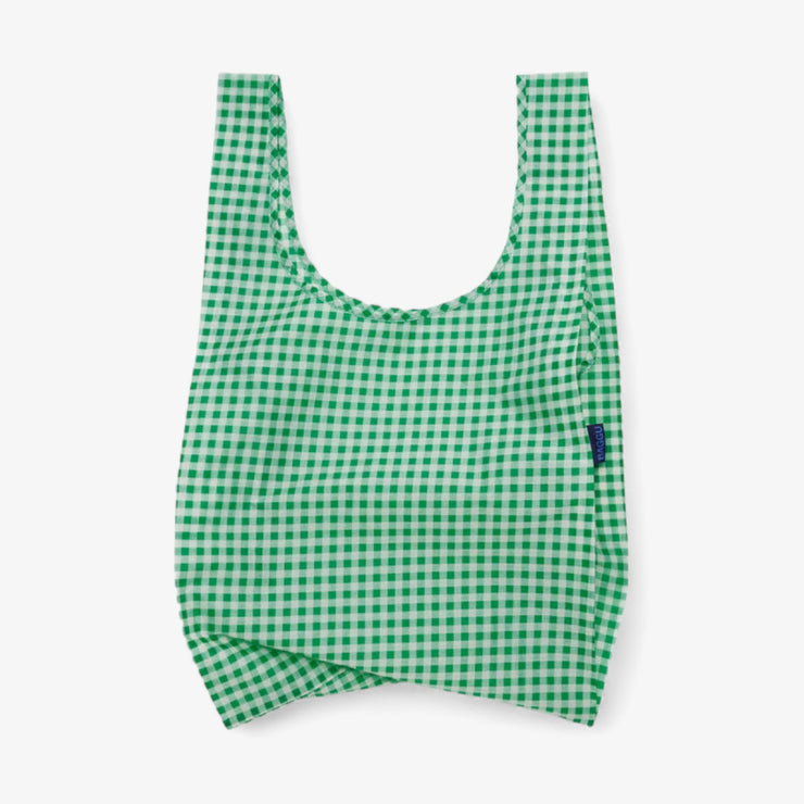 Reusable bag with carrying pouch - Green Gingham
