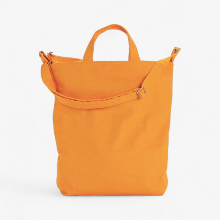 Zipped canvas shoulder bag - Vertical - Tangerine