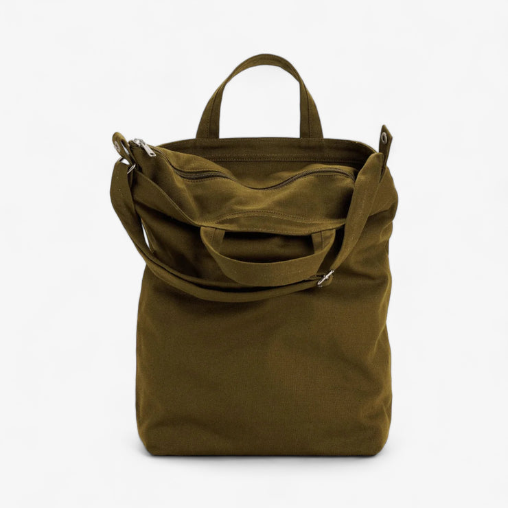 Zipped canvas shoulder bag - Vertical - Tamarind