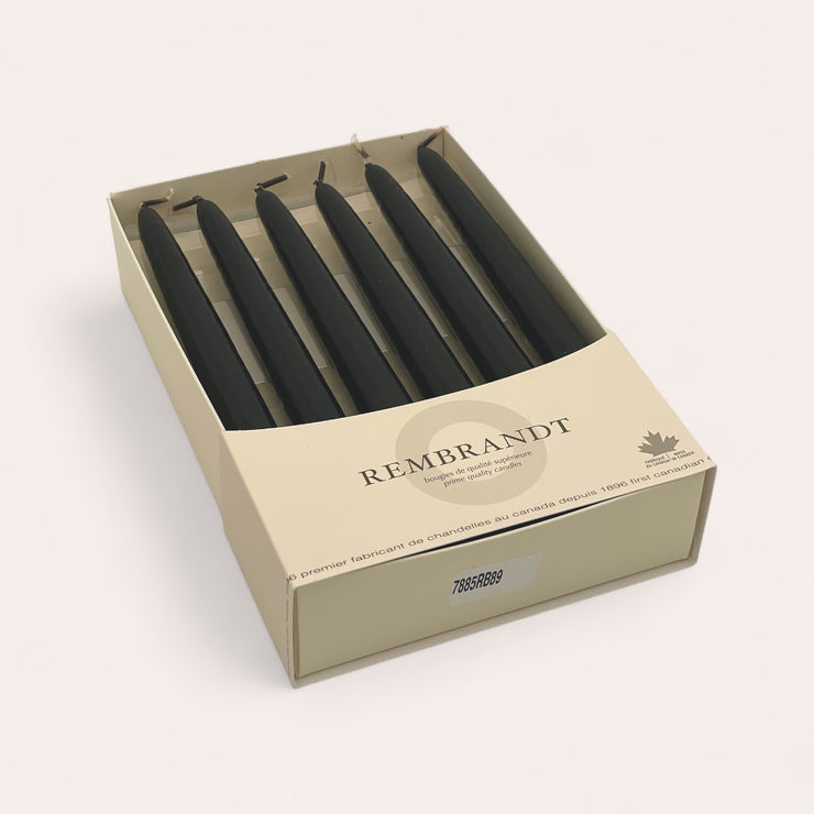 Box of 12 tapered candles - Black