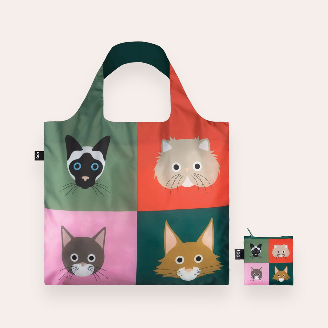 Reusable bag with snap fastener - Cats