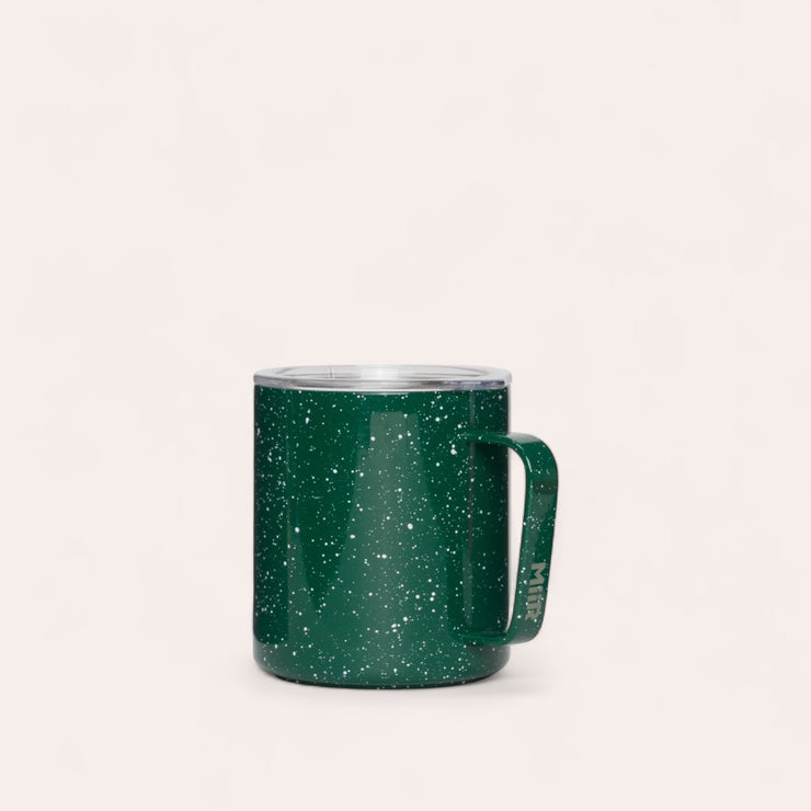 Thermal mug with handle and sliding lid - Green