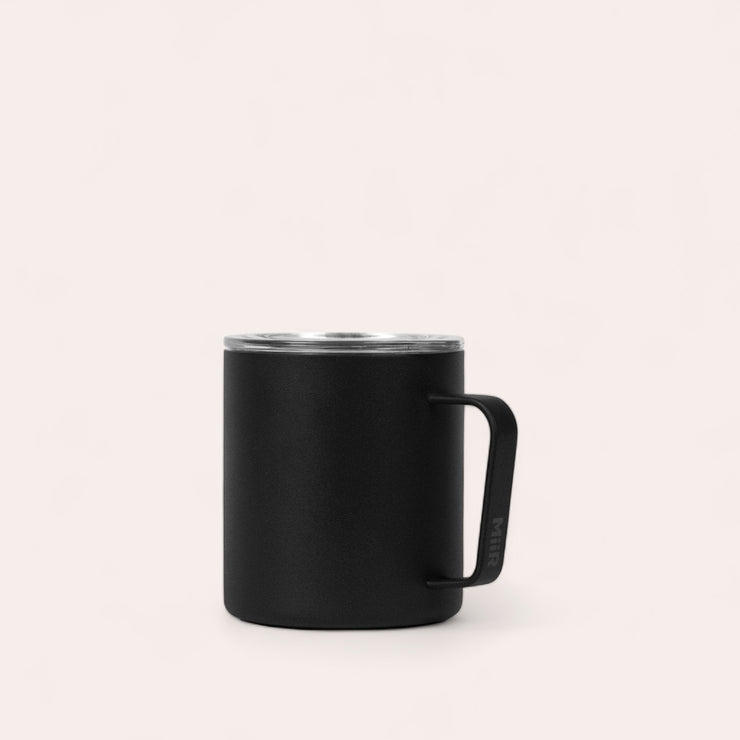 Thermal mug with handle and sliding lid - Black