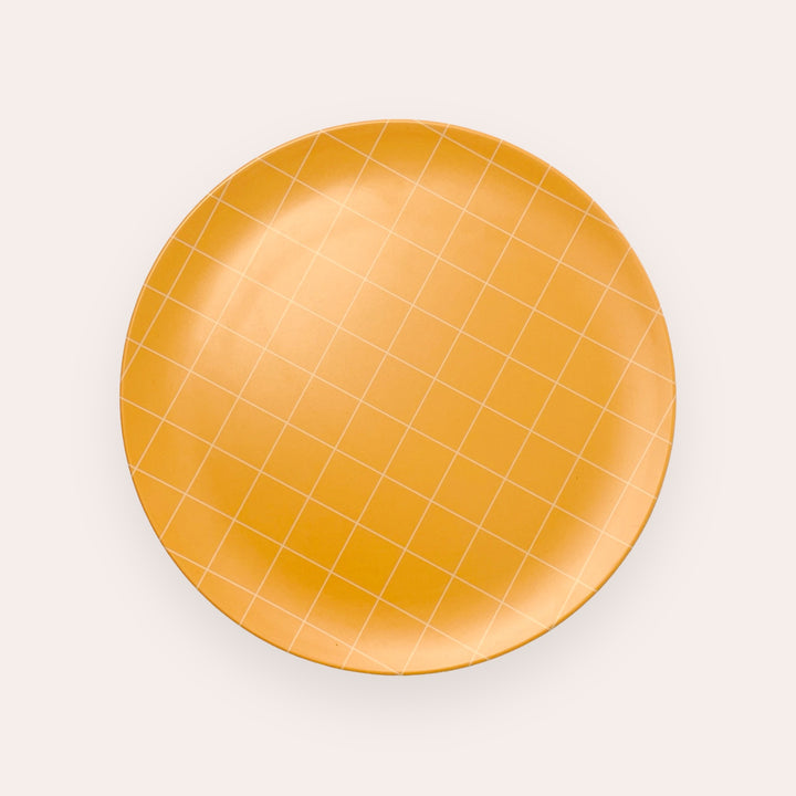 Bamboo plate - Large - Orange checkered