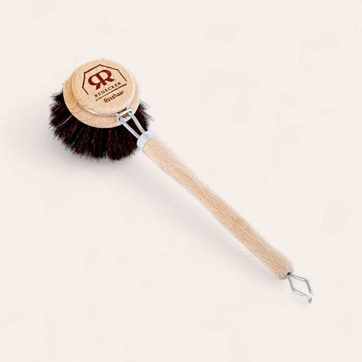 Wooden dish brush with hook - Black