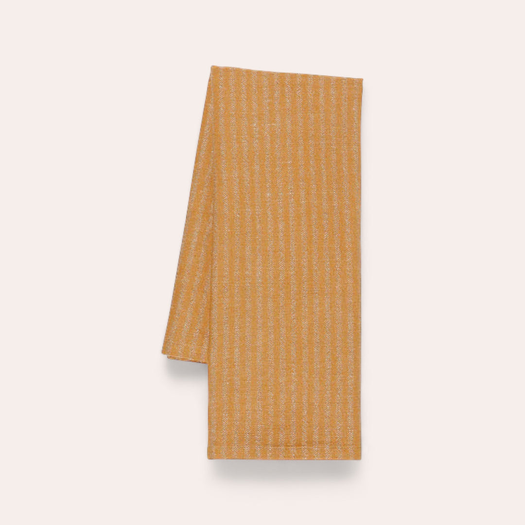 Linge à vaisselle en lin et coton rayé - Ochre