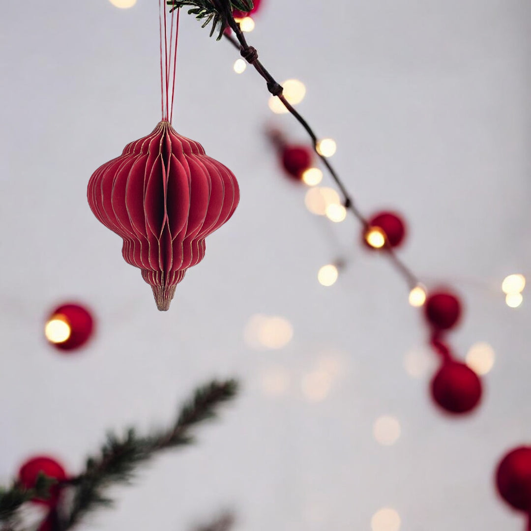 Paper Ornaments - Honeycomb - Red