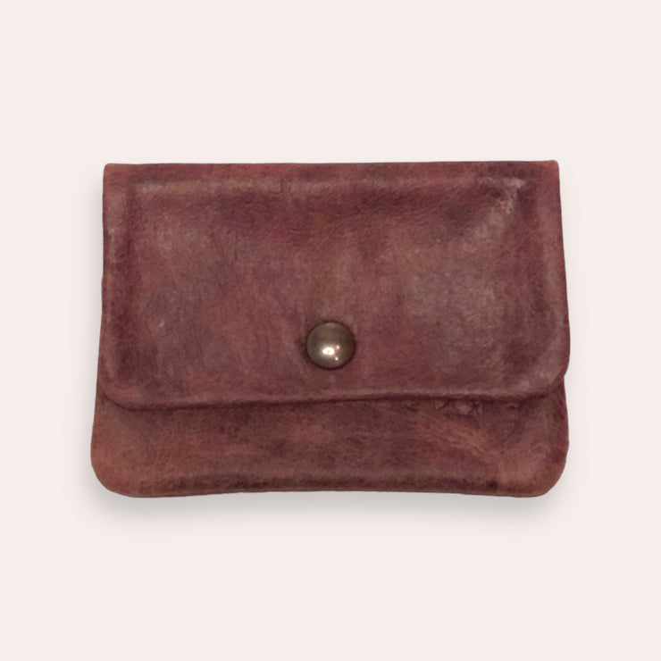 Snap wallet in recycled leather - Brown