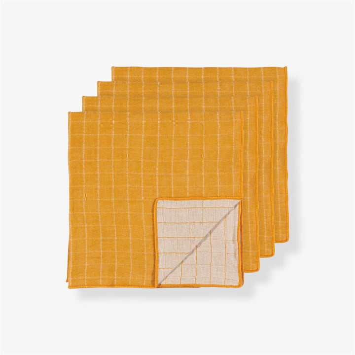 Serviettes de table (ensemble de 4) - Quadrillé Ochre