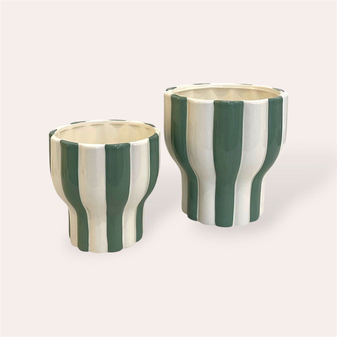 Plant pot - Green stripe - 5 in