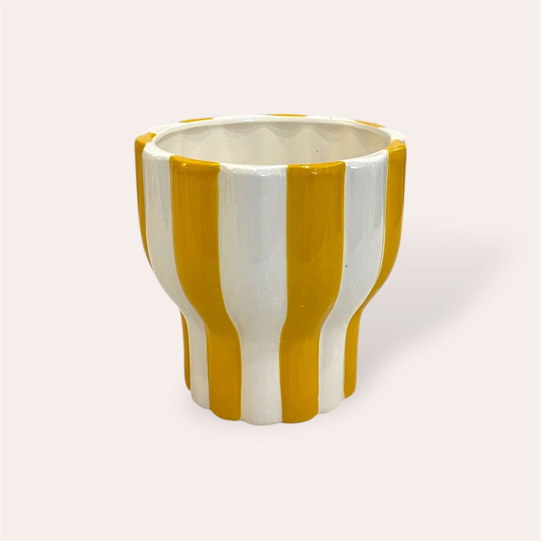 Plant pot - Yellow stripe - 5 in
