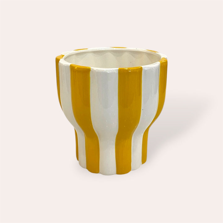 Plant pot - Yellow stripe - 5 in