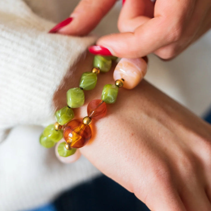 Bracelet de cheveux à billes mixtes