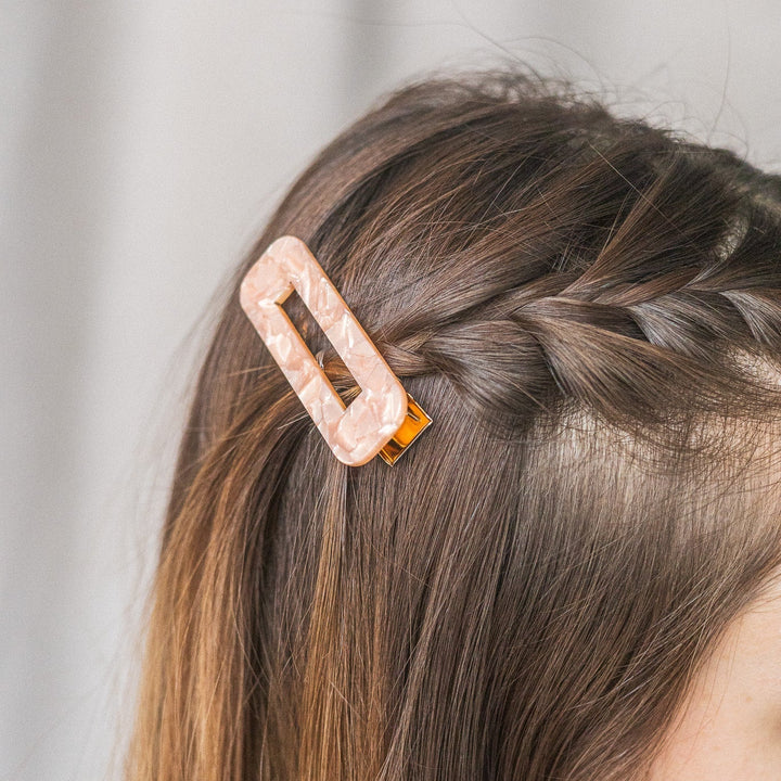 Barrette rectangulaire (ensemble de 2) - Nacré rose