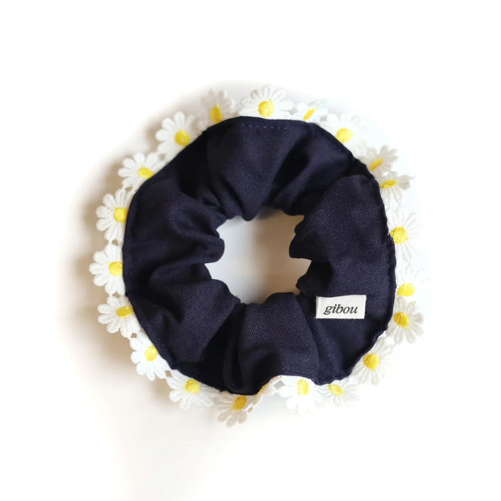 Chouchou à bordure - Marguerites - Bleu marine