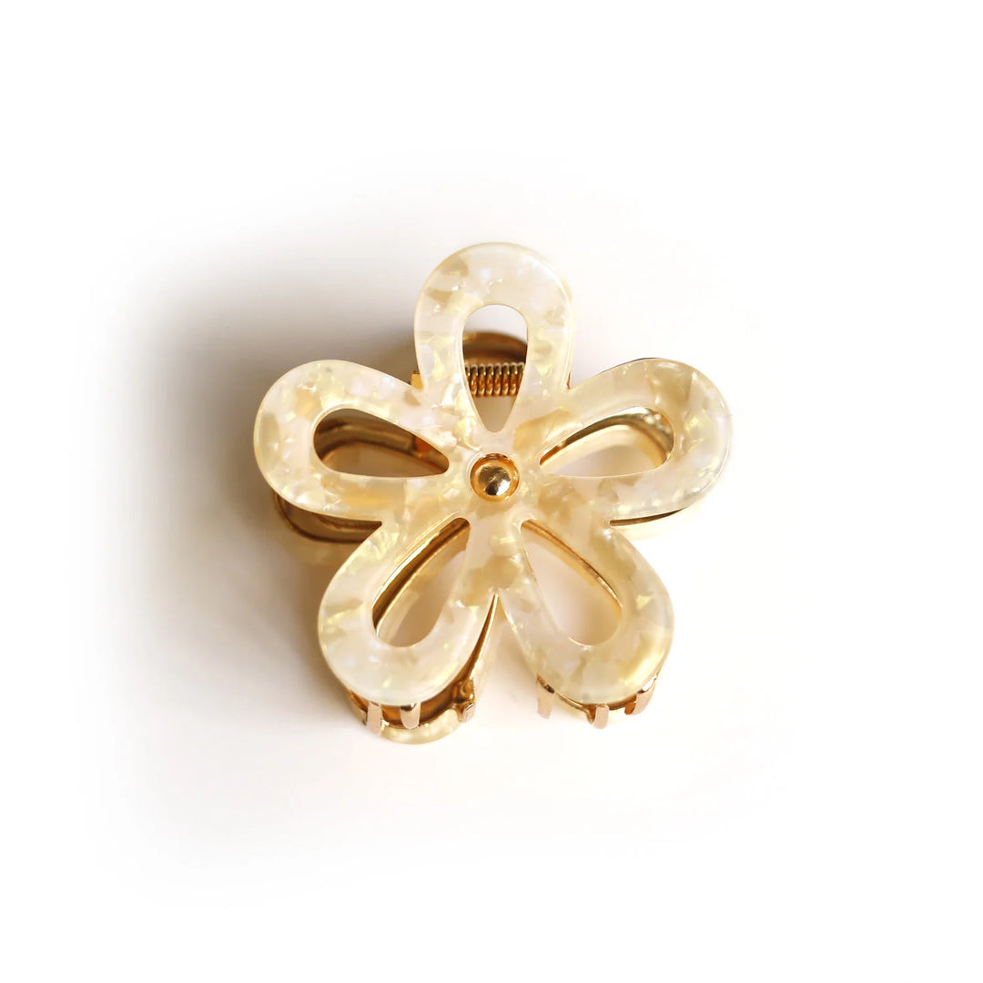 Grande pince à cheveux en fleur - Beige clair