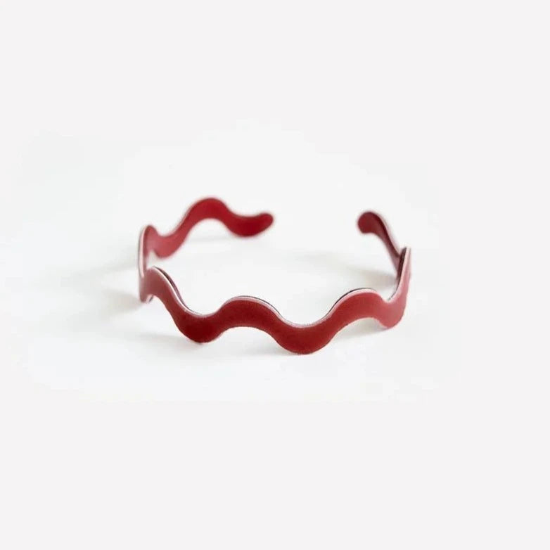 Recycled Resin Bracelet - Squiggle Merlot