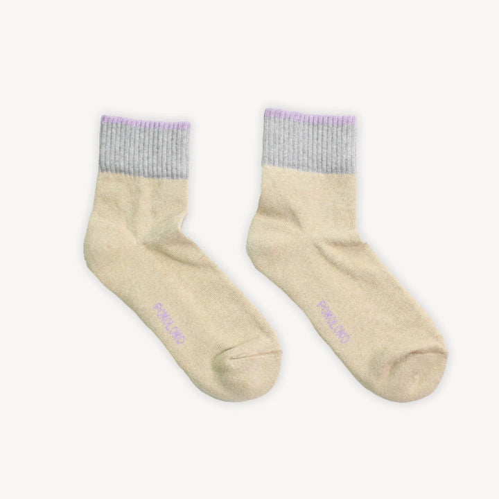 Chaussettes Pima - taille cheville - beige, gris et lilas