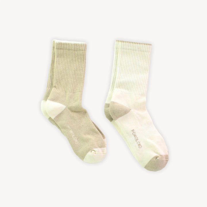 Chaussettes Pima - taille haute - Beige et blanc (2 paires)