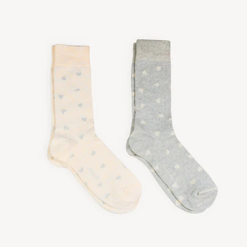 Chaussettes á coeurs - Gris - taille haute (2 paires)