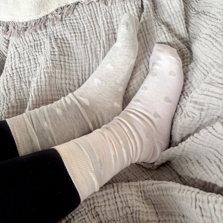 Chaussettes á coeurs - Gris - taille haute (2 paires)