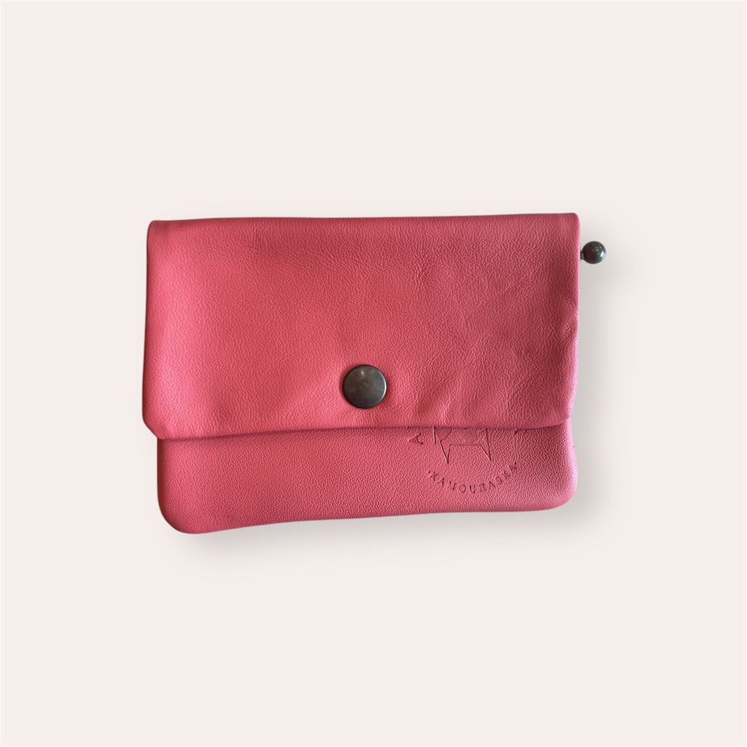 Recycled leather snap purse - Red