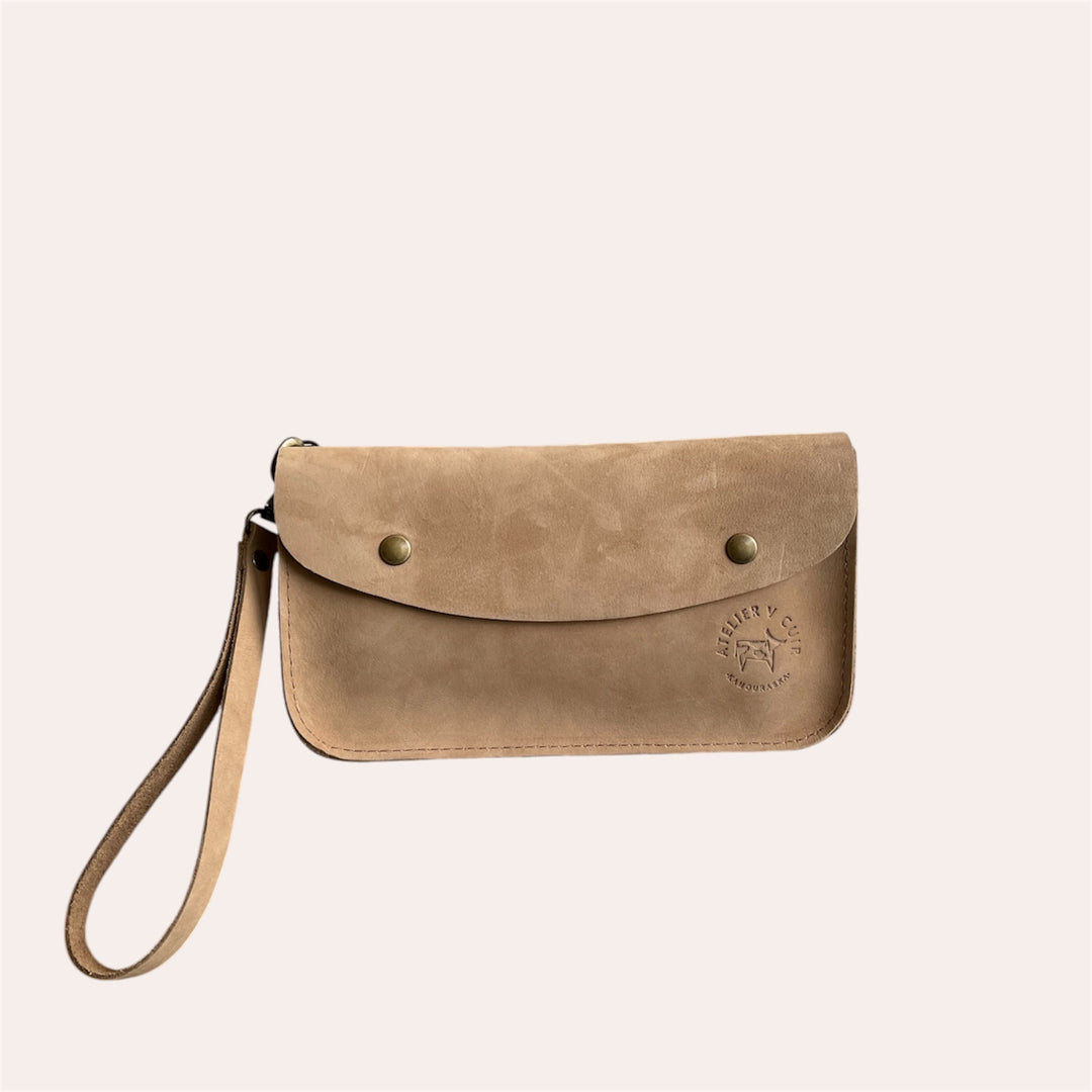 Étui en cuir recyclé - La Vintage - Beige