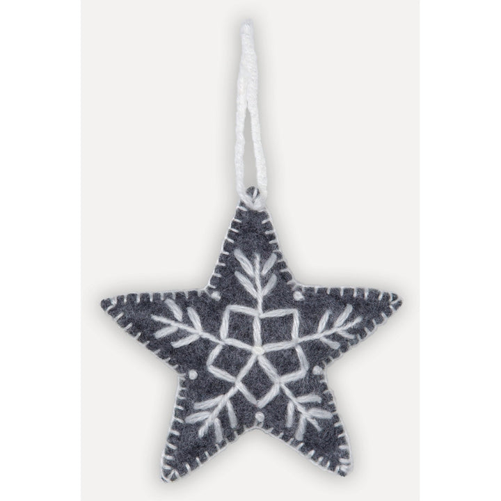 Ornement des fêtes en feutre de laine - Étoile grise