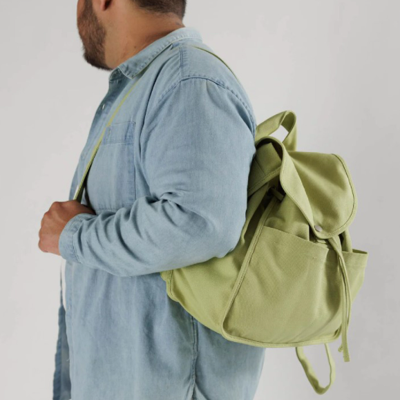 Backpack in recycled cotton canvas - Pistachio