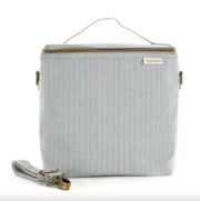 Linen and cotton lunch bag - Heather gray with white stripes
